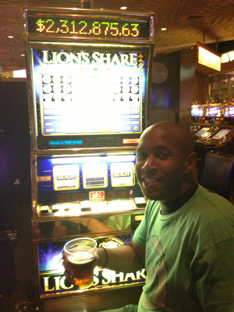 Me at the legendary "Lion's Share" slot machine in Las Vegas